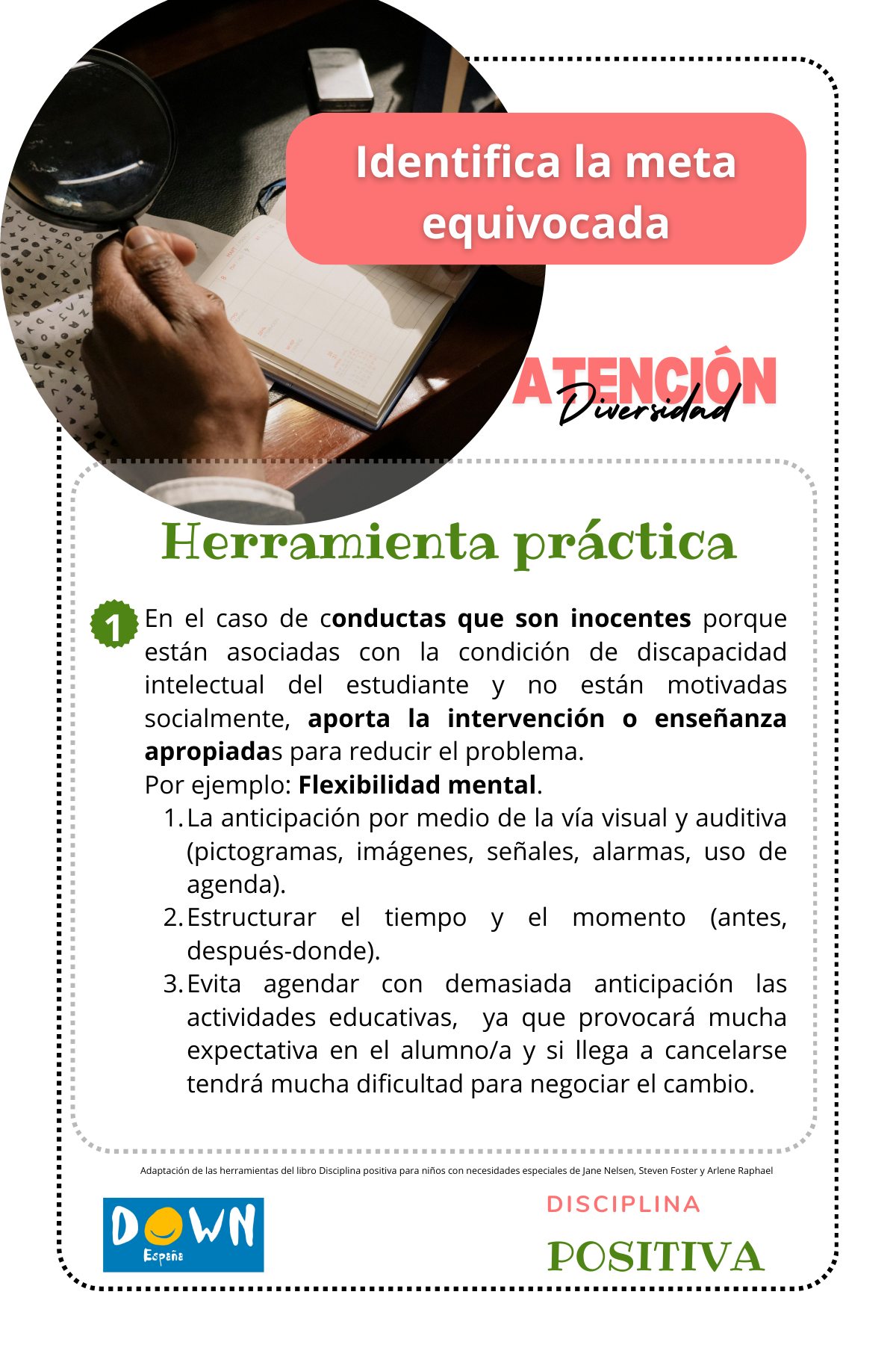 Tarjeta de identificación de metas equivocadas