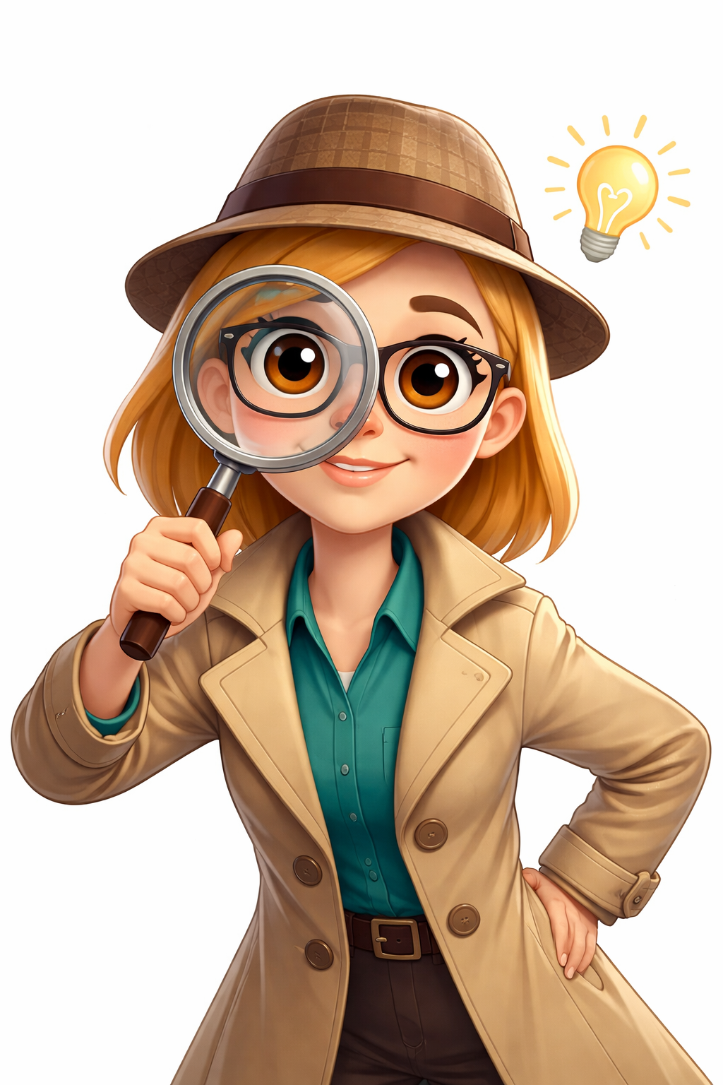 Profesora con una lupa representando un detective